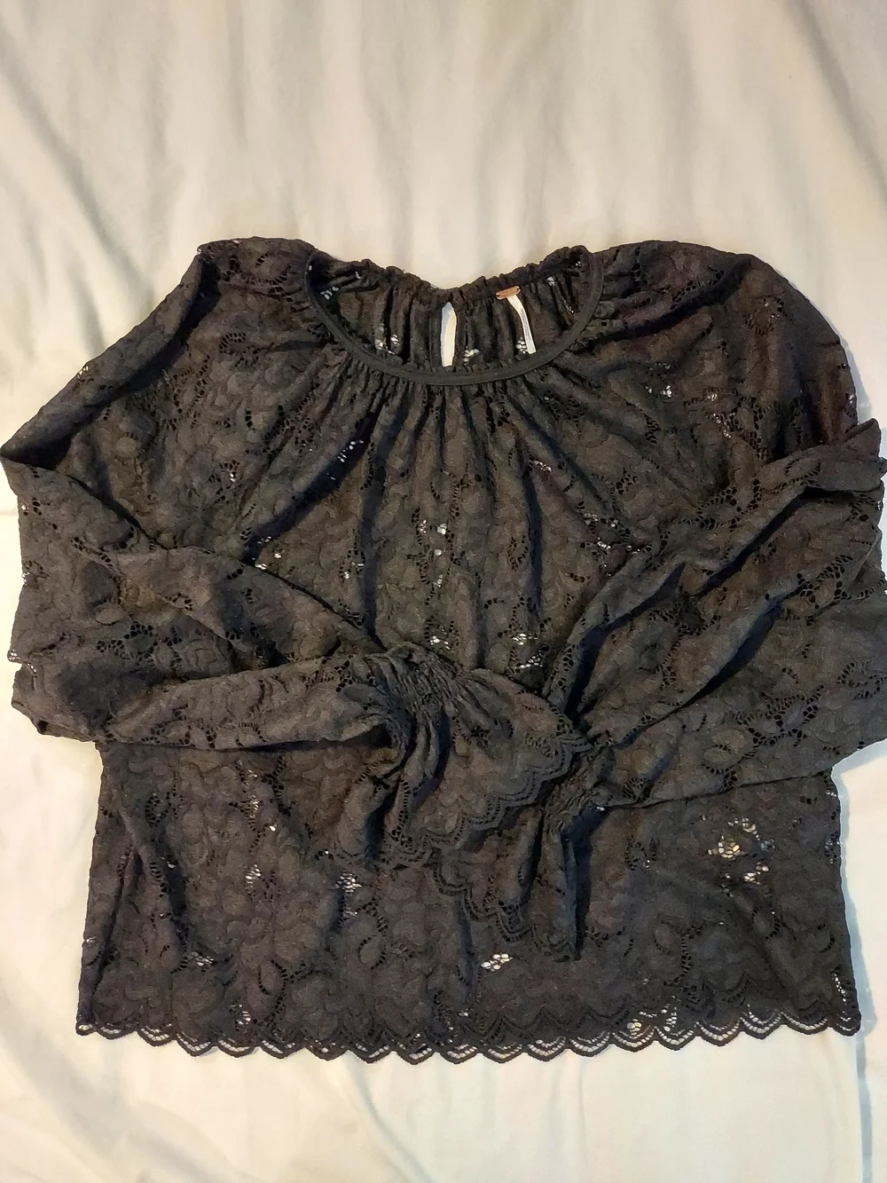 Free People Olivia Sheer Floral Lace Blouse